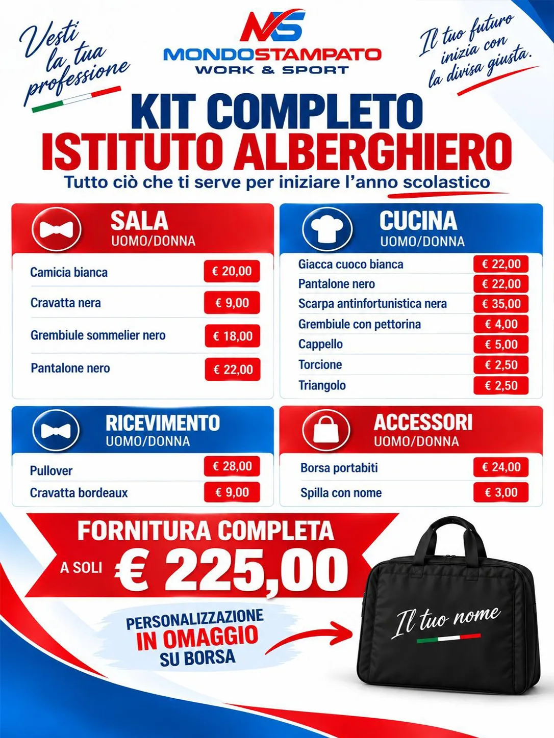 kit_completo_istituto_alberghiero KIT COMPLETO ISTITUTO ALBERGHIERO (FORNITURA COMPLETA) - immagine 1